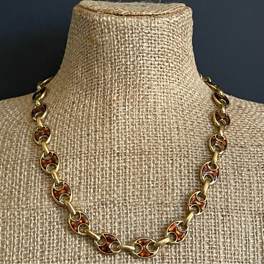 Vintage brown enamel GUCCI link necklace.